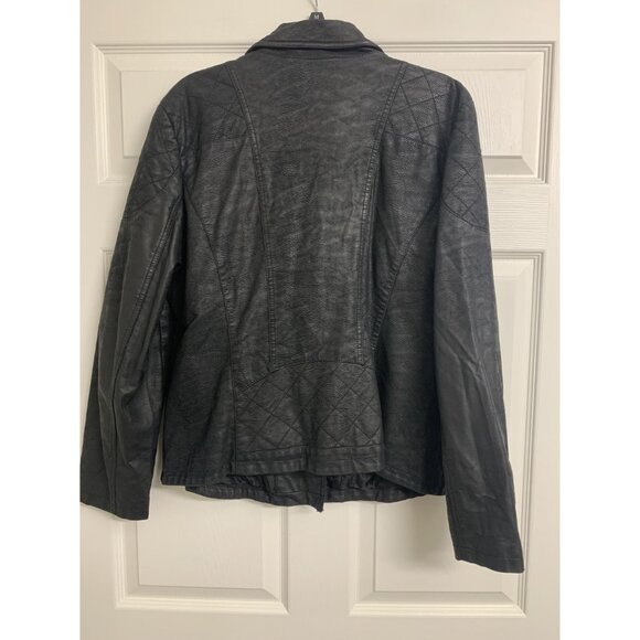 A.N.A. XL Faux Leather Black Moto Jacket Grung Streetwear - Picture 3 of 9